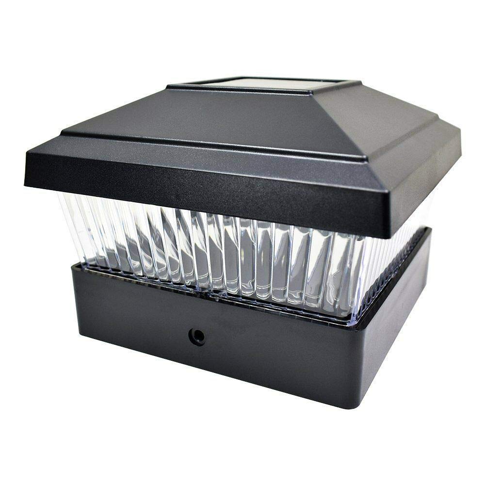 RELIGHTABLE 18 Pack Outdoor Garden 5 x 5 Solar LED Post Deck Cap Square Fence Light Landscape Lamp Lawn PVC Vinyl Wood (Black)