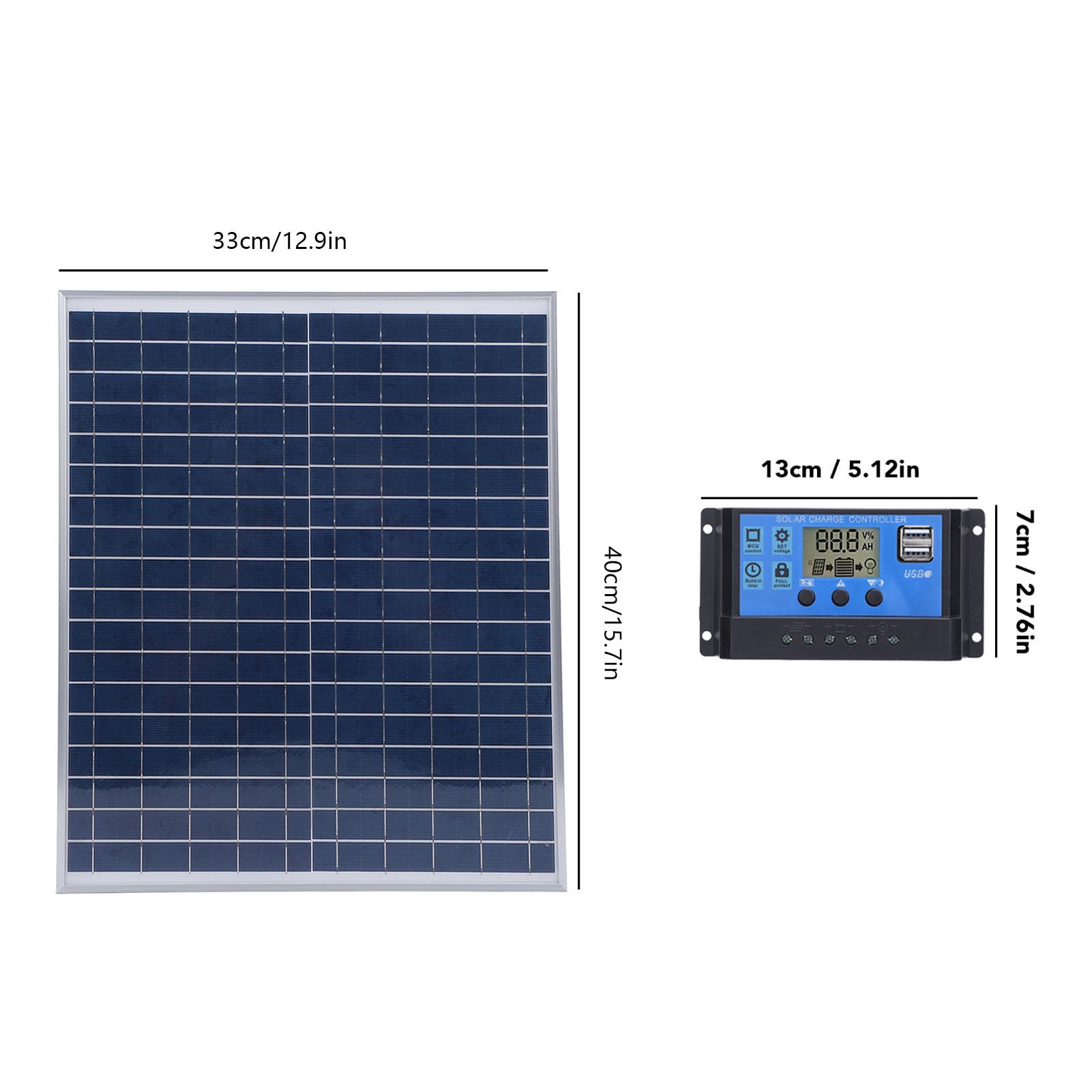 SIXRUN Pannello Solare 20W Monocristallino con Controller 60A, Kit per