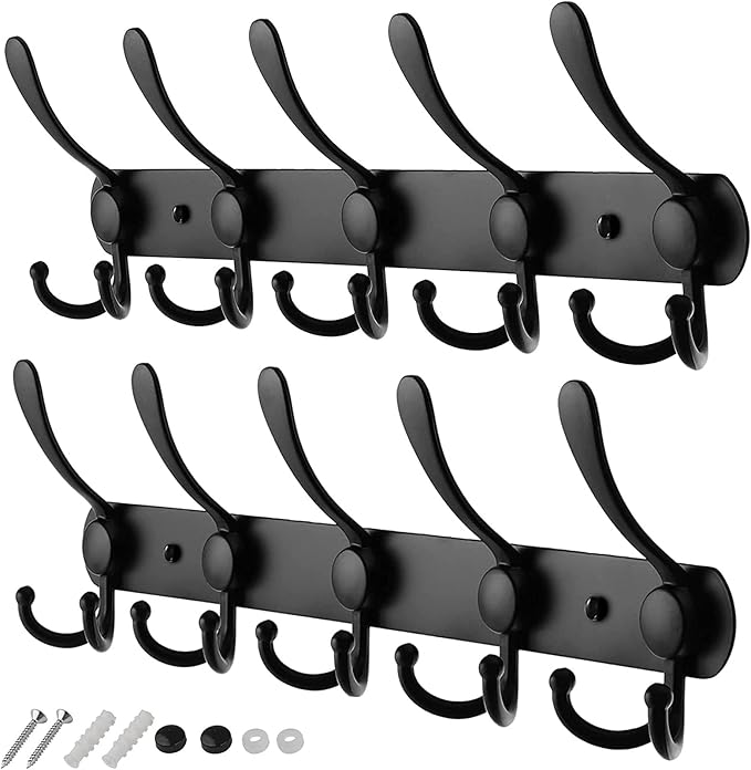 GlazieVault Coat Hooks for Wall Stainless Steel Coat Racks (2 Pack