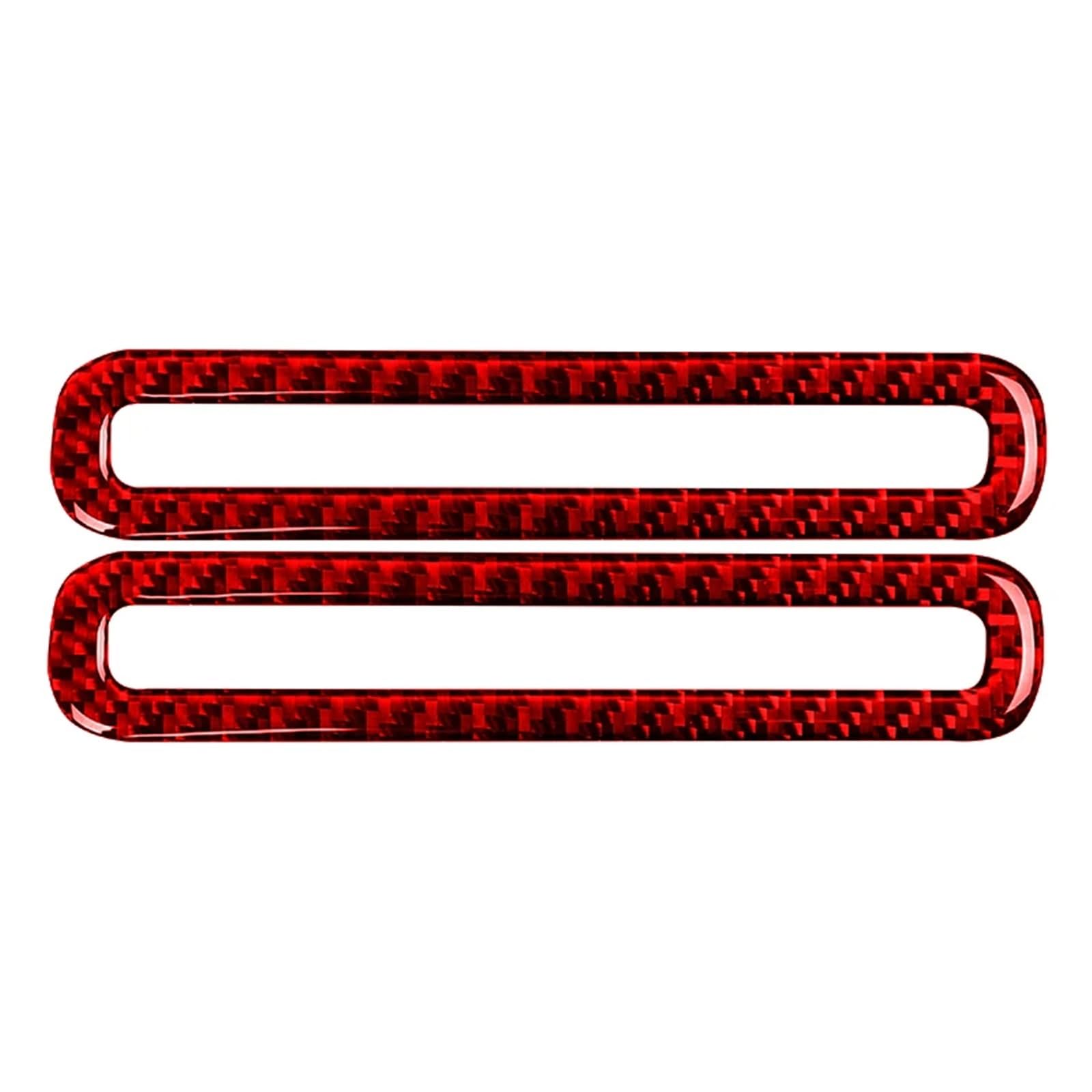 Car Trim Interior for Mustang GT 2015-2021 Carbon Fiber Auto Side Door Defogger Air Vent Outlet Frame Sticker Interior Trim(Red)