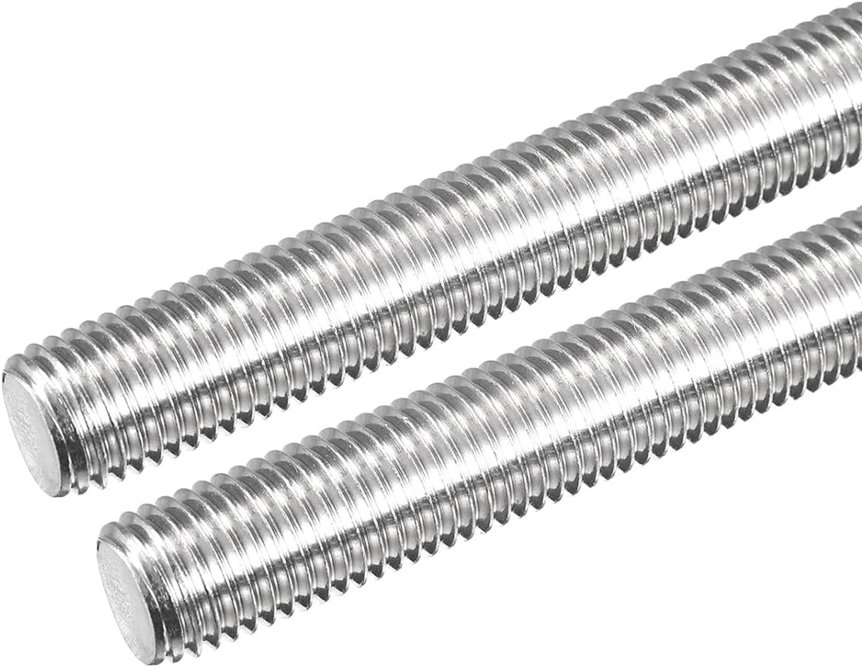 TOP-VIGOR 2Pcs M16 x 150mm Fully Threaded Rod, 304 Stainless Steel Right Hand Threads Rods, Fully Studding Rod Bar for Anchor Bolts, Clamps, Hangers and U-Bolts