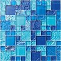 Tiles and Deco Bahamas Light Blue Blend Glass Pool Mosaic Tile Iridescent for Shower, Accent Walls, Backsplash