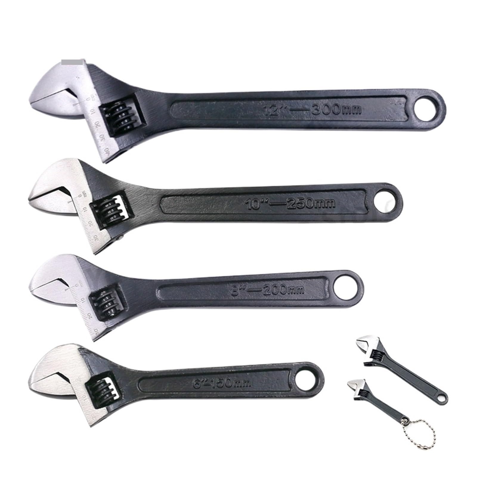 Llave Ajustable 1 Uds. Llave Inglesa Grande de acero/10 pulgadas/12 Pulgadas Llave de Boca Herramienta de Cambio(10 Inch 250mm Black)