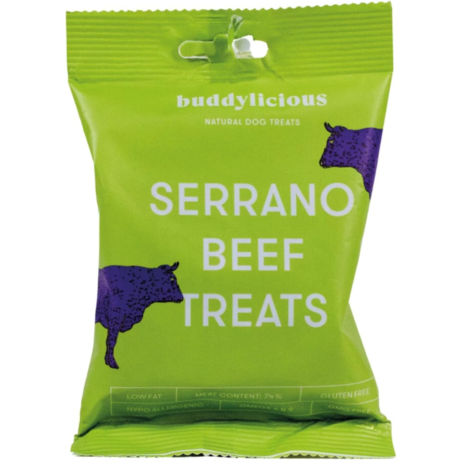 Buddylicious Natural Healthy Beef Dog Treat | Serrano Dog Treats, Gluten Free, GMO Free, Hypoallergenic, High Meat Content, Omega 6 & 9 | Healthy Treat Perfect For Training