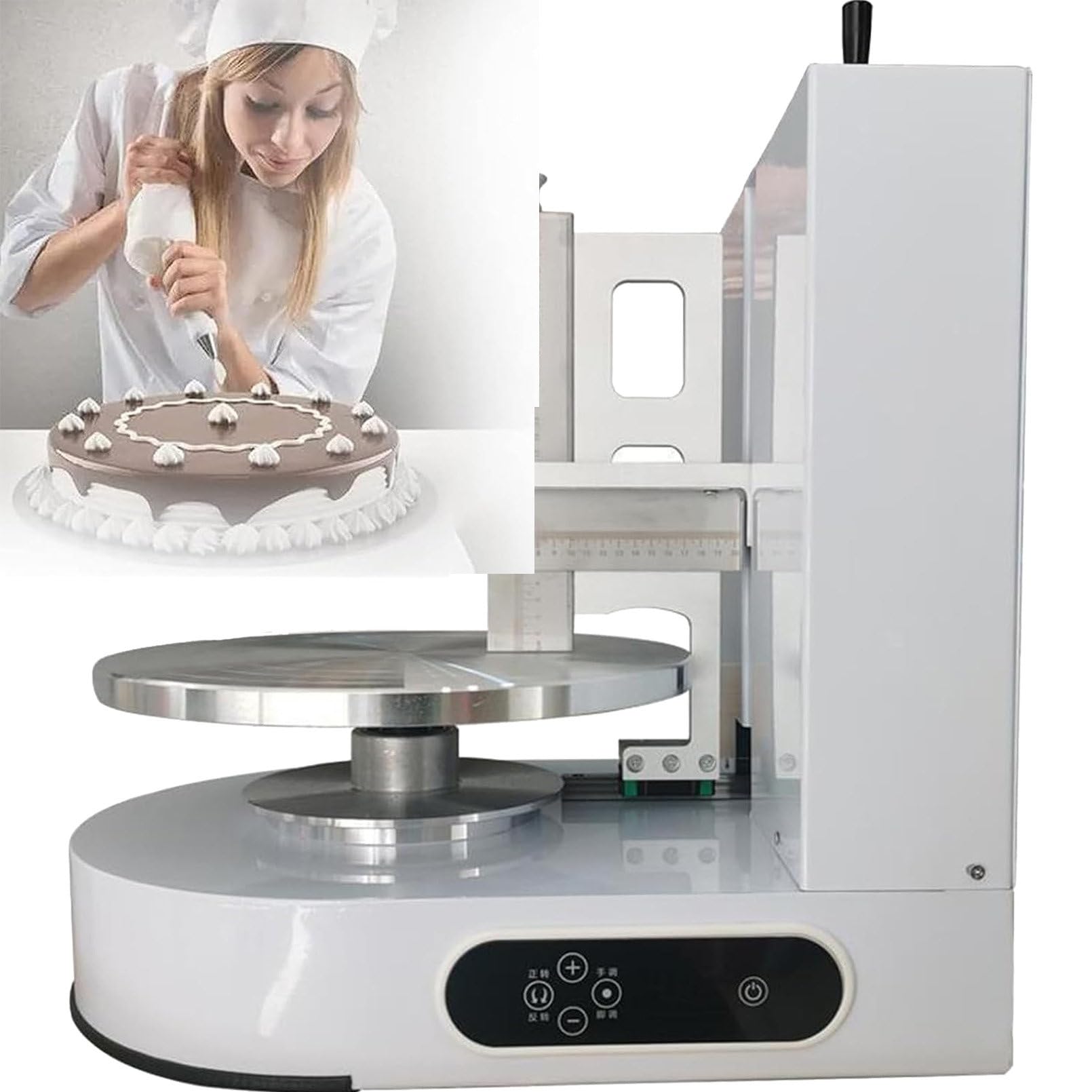 Machine à glaçage Automatique pour décorer, Lisser et racler Les gâteaux, idéale pour la pâtisserie et Le glaçage des gâteaux d'anniversaire.