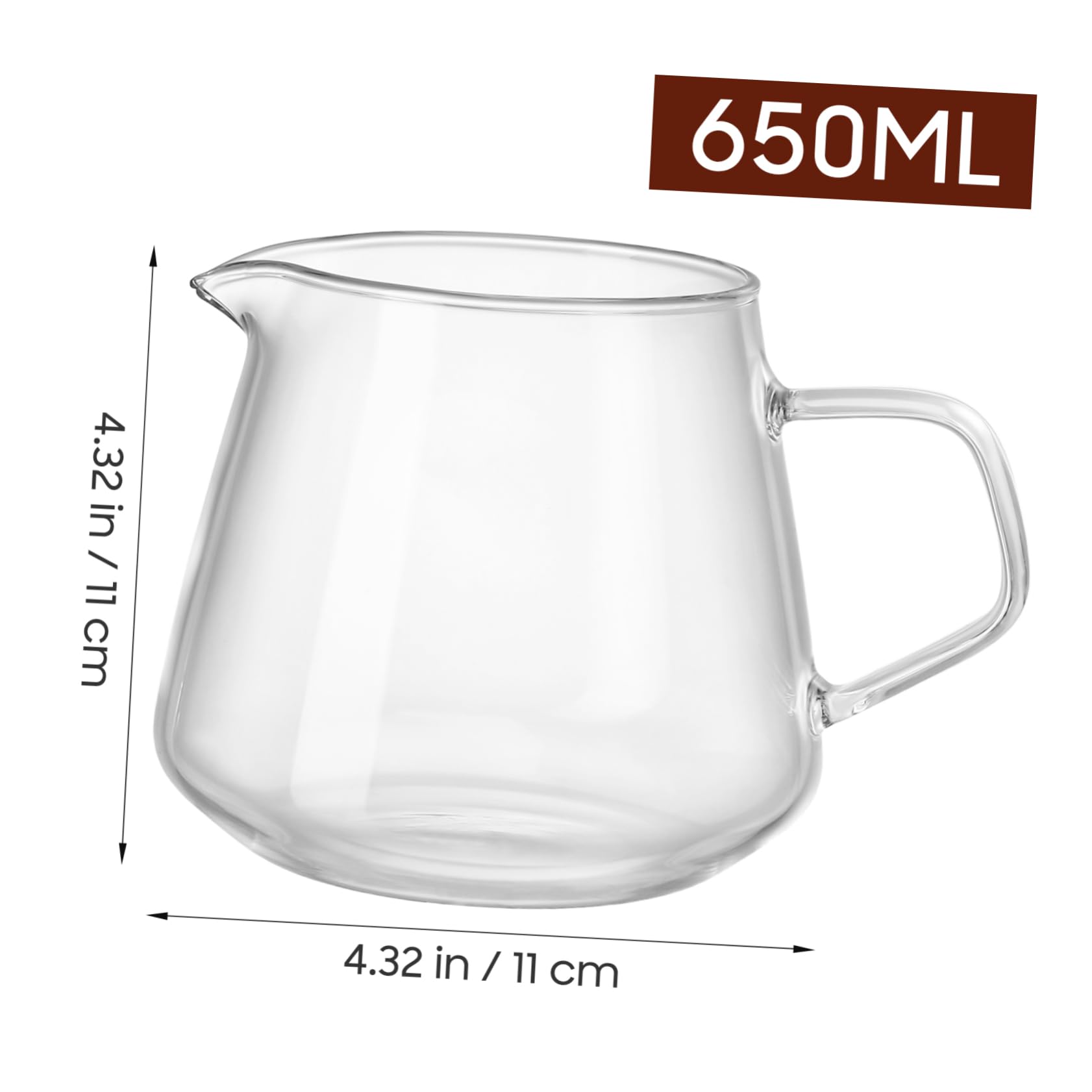 Alipis Easy Clean Heat Resistant Coffee Pot 650ml Glass Kettle Coffee Pouring Pot Home Supplies