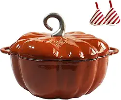 Cocotte De Abóbora, Empadão De Abóbora Fundida Esmaltada Panela Antiaderente Com Tampa, Caçarola Versátil Para Utilização Cozinha Com Grampo Triângulo Isolante Térmico, Para Halloween(24cm/9.45in)