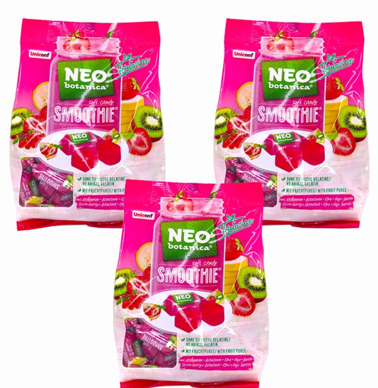 UniconfNeo Botanica Superfruit Smoothie Candy 200g (3 Pack) - Strawberry, Banana, Kiwi, and Goji Flavors. Delicious and Nutrient-Rich Blend