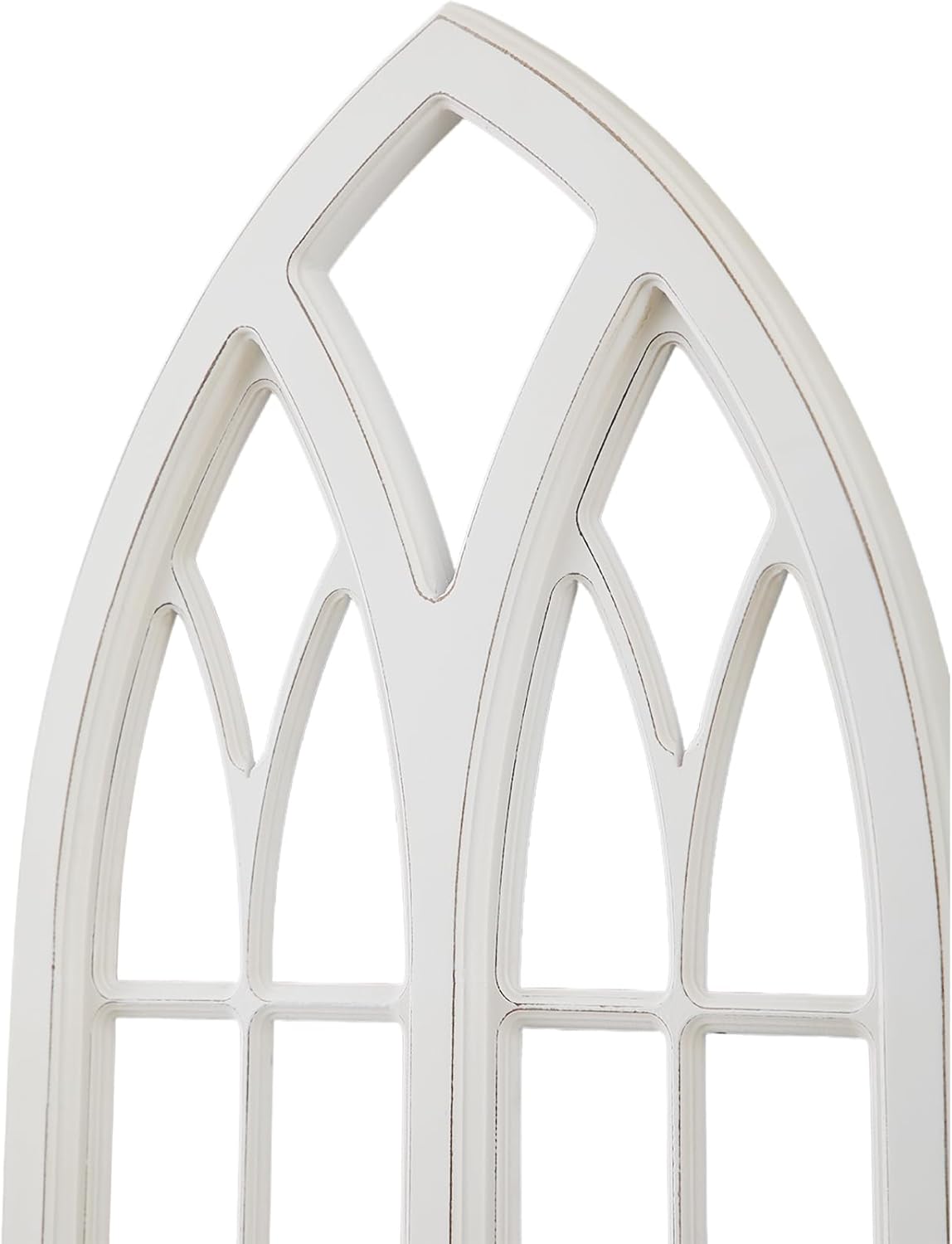 Sintosin Large Rustic Arch Window Frame Wall Decor 50 X 23 Inches, Hanging Distressed White Cathedral Wall Decor Living Room, Farmhouse Wooden Faux Window Frames for Bedroom Hallway Entryway
