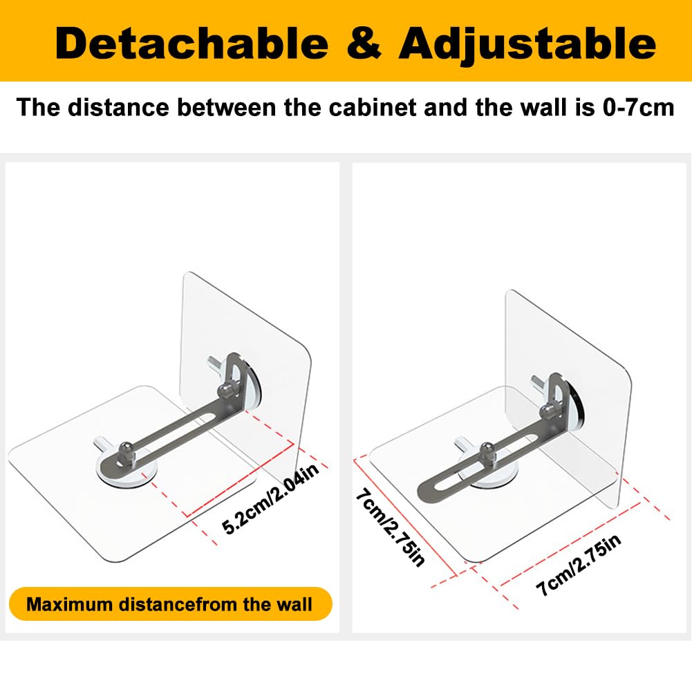 Anclaje Mueble Pared Sin Taladrar 4PCS, 7cm Grande Adhesivo Anclaje de Pared para Muebles Anclaje Pared Mueble Correas de Pared para Muebles Protección Infantil y Protección de Mascotas (4 Paquetes)