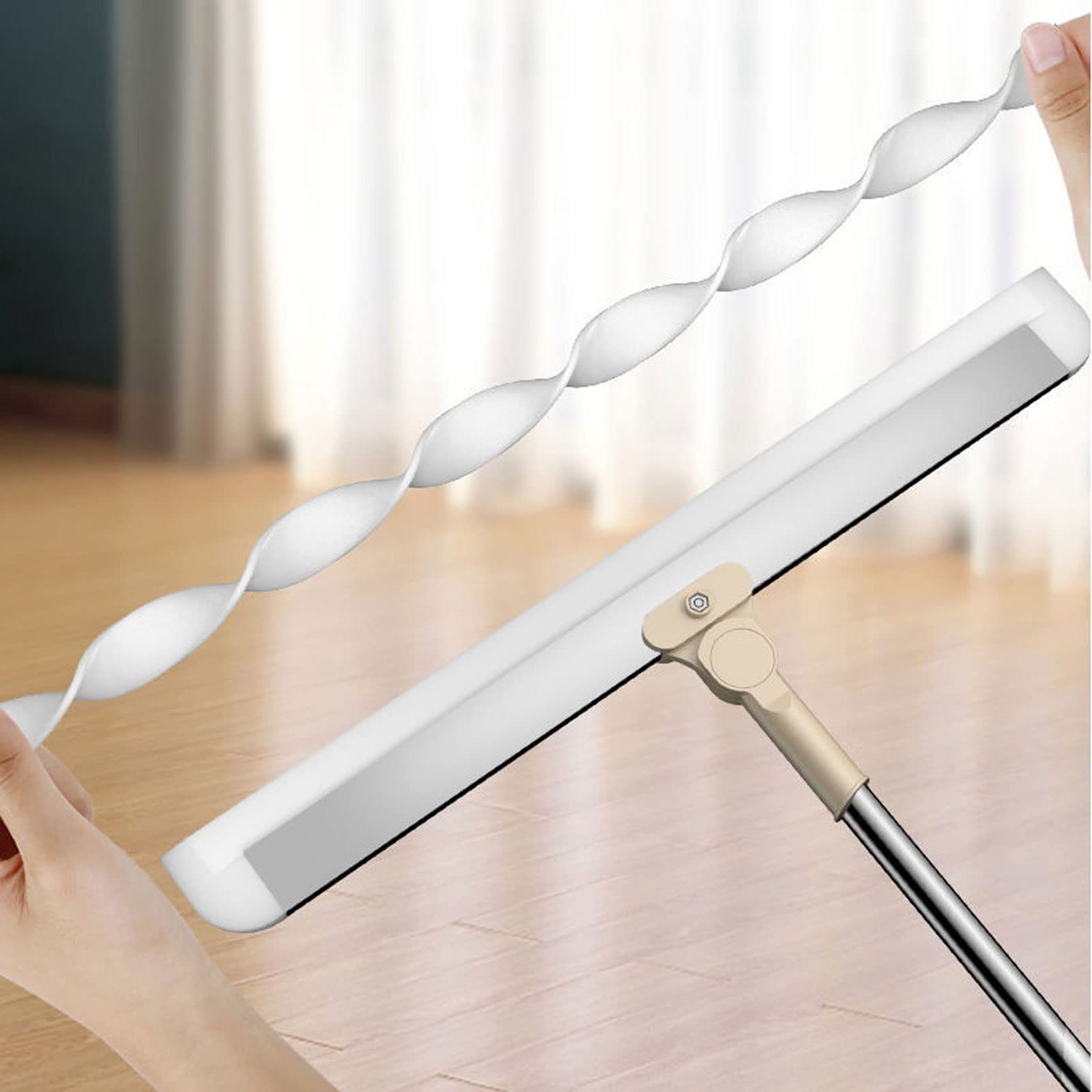 JINGYAN Ściągaczki prysznicowe 1PC Telescopic Floor Wiper Rotatable Window Mirror Shower Scraper Long Handle Bathroom Kitchen Broom Household Cleaning Tools