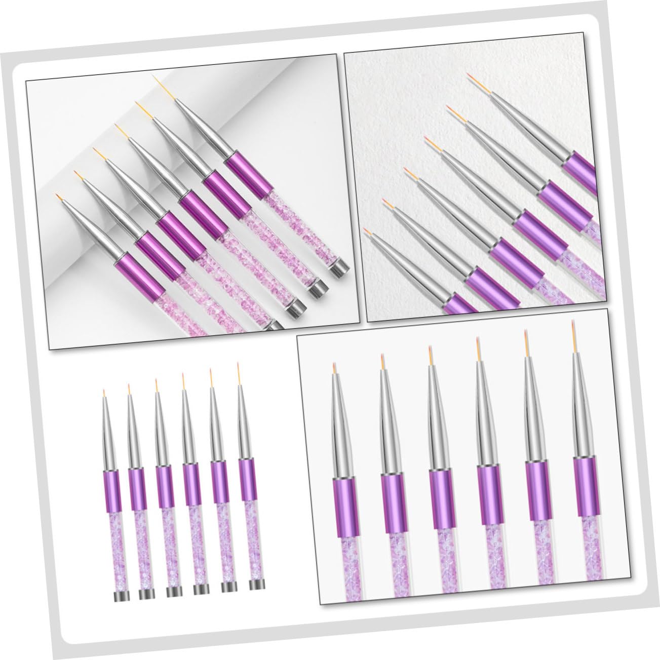 6 piezas Pinceles de de Uñas Herramientas de Dibujo para Decoración de Uñas Pinceles de Liner para Manicura DIY Diseño Elegante y Práctico