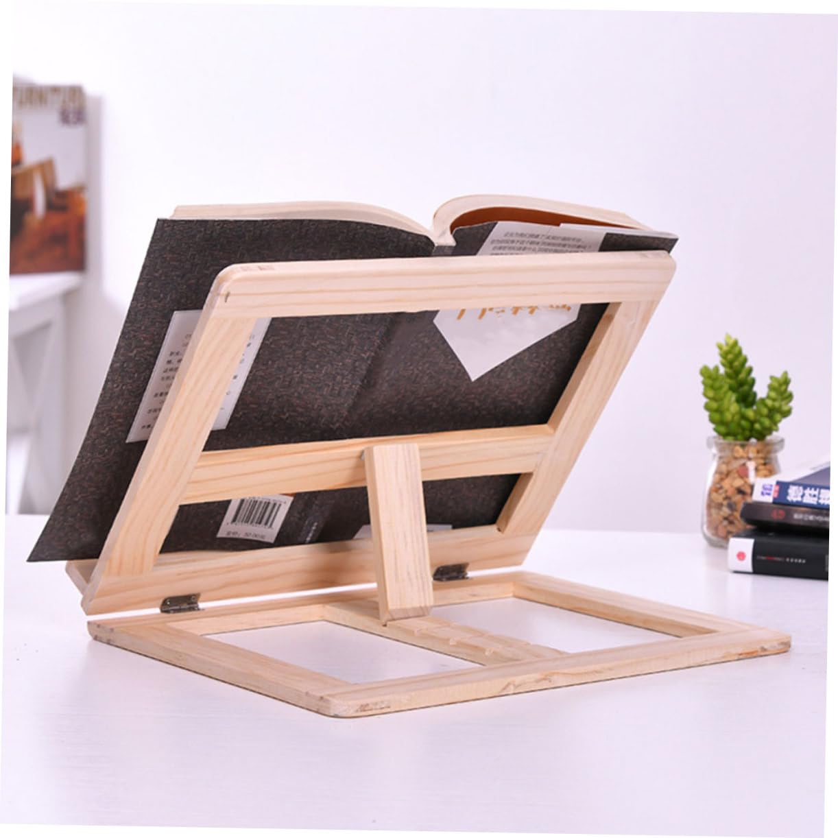 Soporte para Libros Ajustable de Madera Beige para Lectura