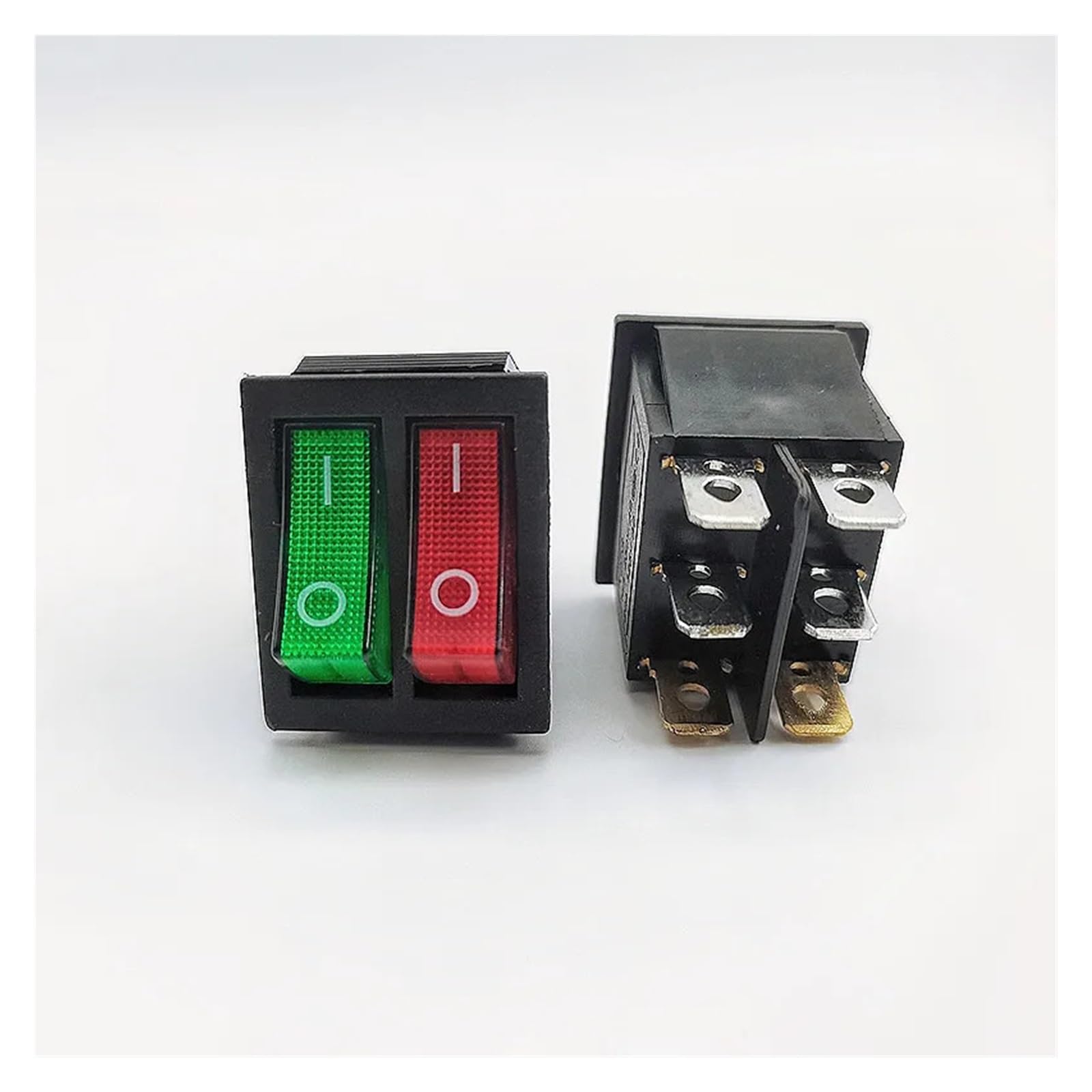 AUOQKQUT 1PCS KCD8 6PIN Red and green 16A 250V 20A 125V Double Light Switch Rocker Switch ON-OFF KCD6