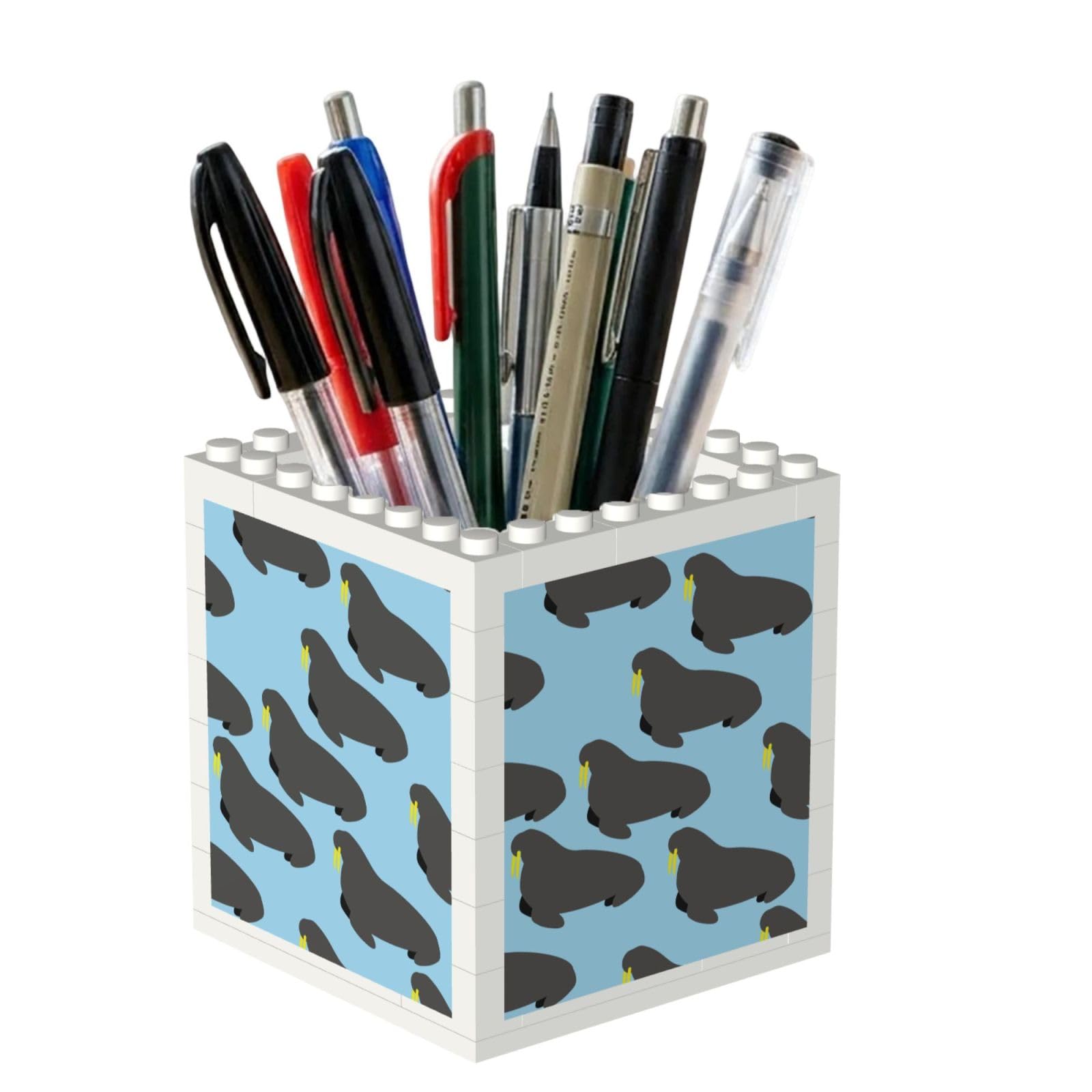 Poadnly Walrus Animal Pattern, Pen Pot Pencil Holder for Office Home School, Compact Desk Organiser for Office Stationery