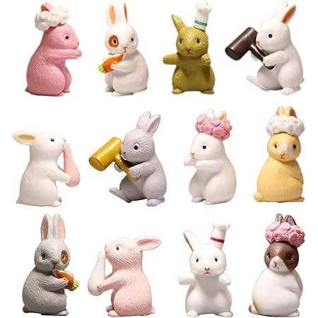 Amazon Com Hanyoer 12 Pcs Lovely Rabbits Animal Characters Toys Figurines Playset Garden Cake Decoration Cake Topper Toys Games