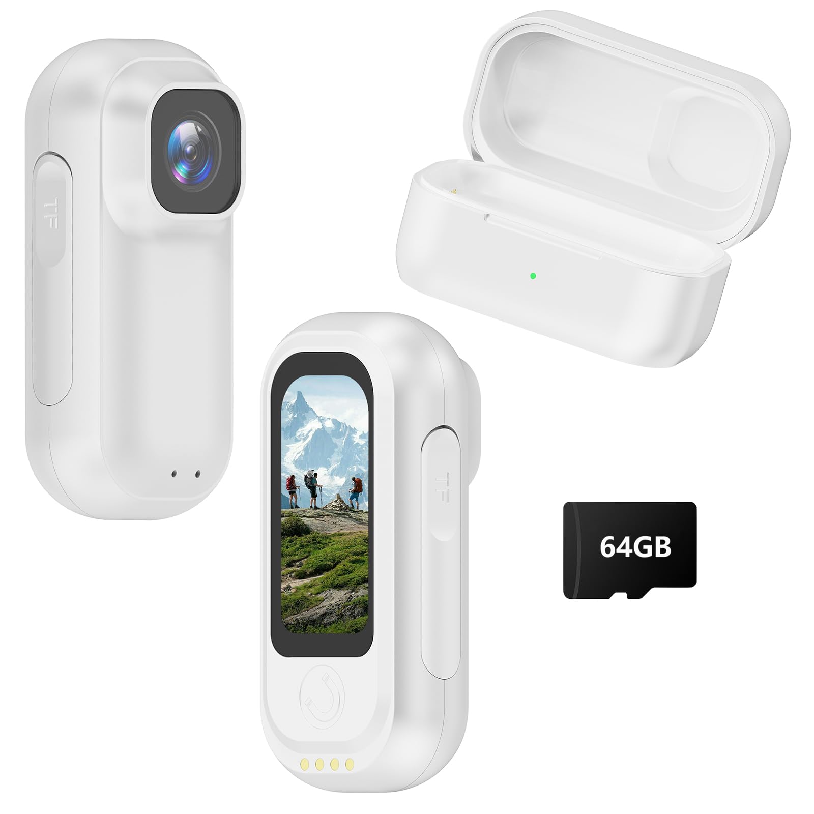 A300 Mini Body Camera | 2K Thumb Size Wearable Cam, Built-in 64GB Micro SD, 1.47" LCD, 2.5H Recording with Charging Case, Hands-Free POV for Travel/Cycling/Work/Pets (White)-image-13
