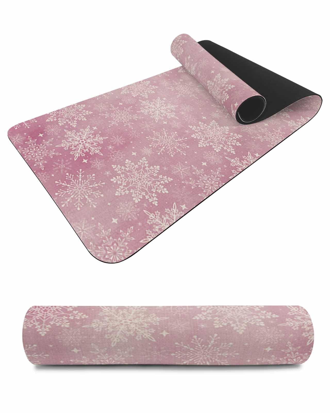 Debedcor Heat Proof Table Pads Waterproof Decorative, Pink Christmas Snowflake Non-Slip Table Countertop Protector, Xmas Winter Snowflakes Insulation Mat for Kitchen Room, 40 x 12 Inches