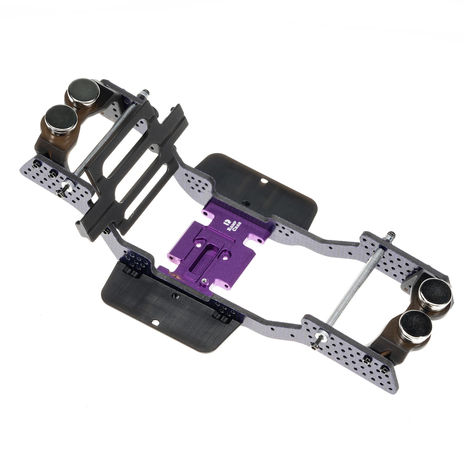RampCrab Carbon Fiber Chassis Kit for SCX24, 7° Angled Skid, LCG Chassis Kit for Axial SCX24 C10, JLU, Bronco, Deadbolt, Purple