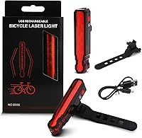 Vista 7 de Luz láser de bicicleta súper brillante recargable por USB, luz trasera y delantera para bicicleta, 5 LED, 6 modos, impermeable, luz de bicicleta