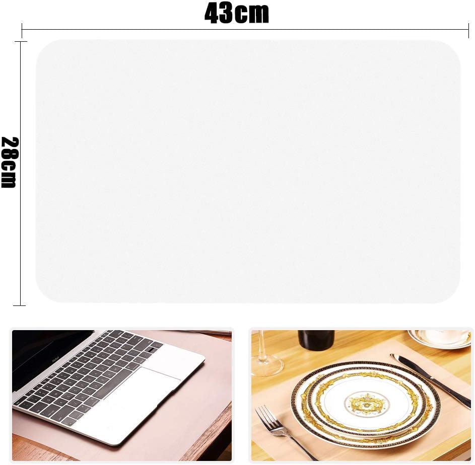8pcs Clear Plastic Placemats, Non-Slip Dinner Table Mats, Heat Resistant Washable Clear Mat for Dining, Table, Kitchen（17.7"x12.6" Inches）