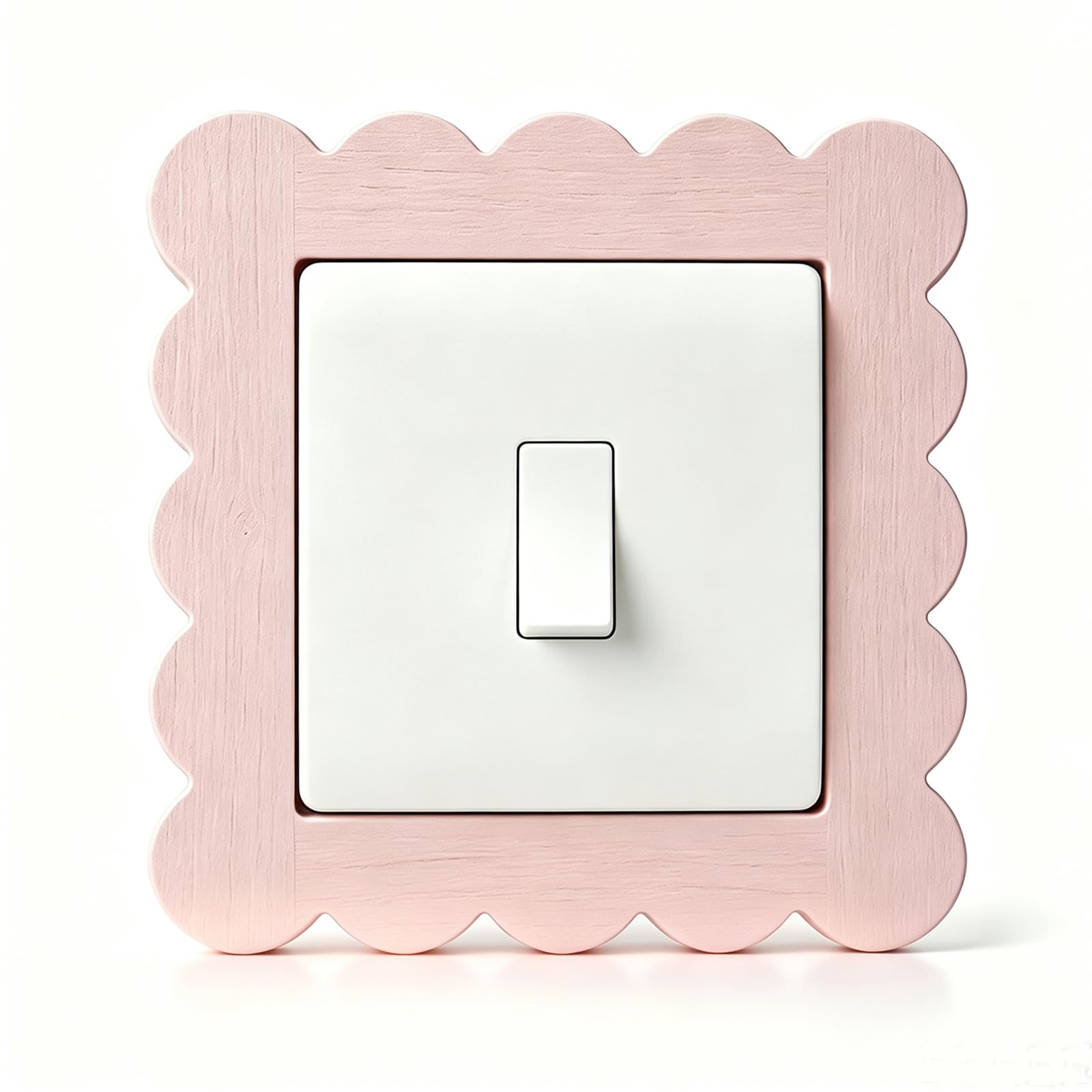 HAPPOW Modern Pink Wooden Light Switch Surround, 8.6cm/3.38inx8.6cm/3.38in Decorative Light Switch Cover, Square Single Finger Plate for Home Bedroom Kitchen Office Decor（Pink）