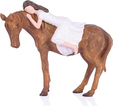 Horse Gifts for Women & Cowgirls Hand-Painted Girl and Mare Figurine, Sculpted Resin Animal Statue for Equestrian Lovers, Rustic Home Decor, Birthday Gift for Desk or Shelf