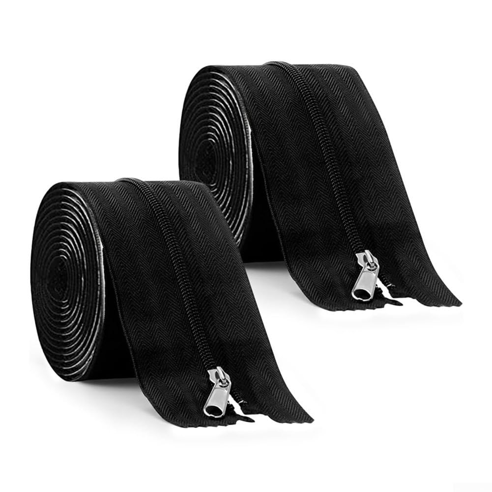 Heavy Duty Zipper for Greenhouse, 2-Pack 7 ft x 3 in Self-Adhesive Zipper Door Tape Dust Barrier Closure Easy Install for Garden Tent and Greenhouse Construction(Black)