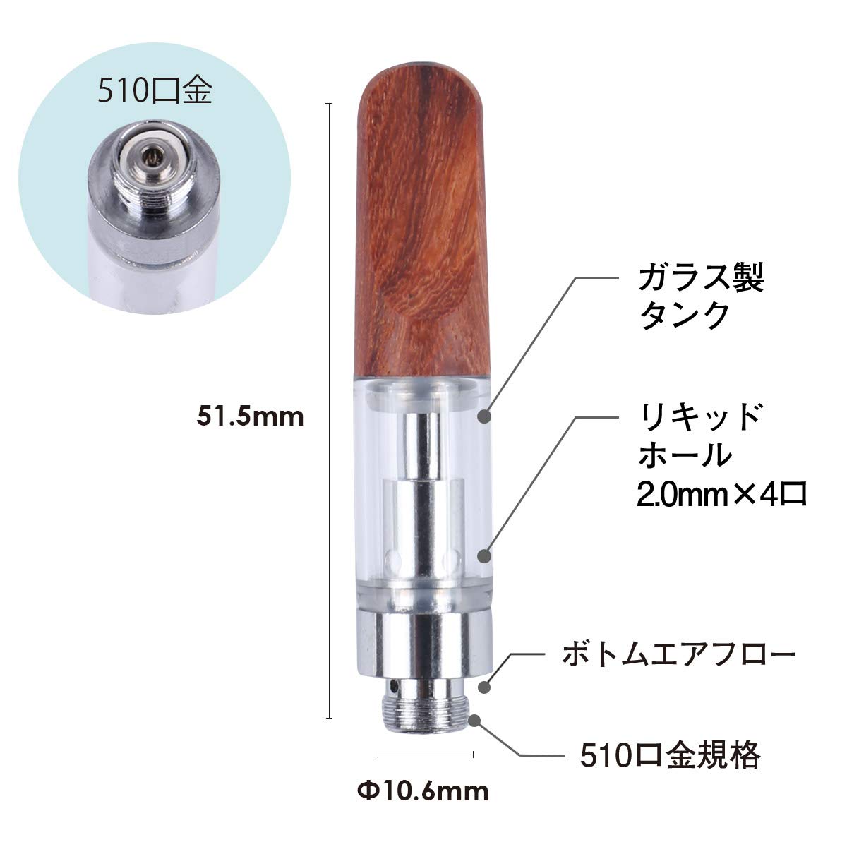 Amazon | CBDfreaK© アトマイザー 0.5ml 510規格 径10.6mm × 高さ51.5 