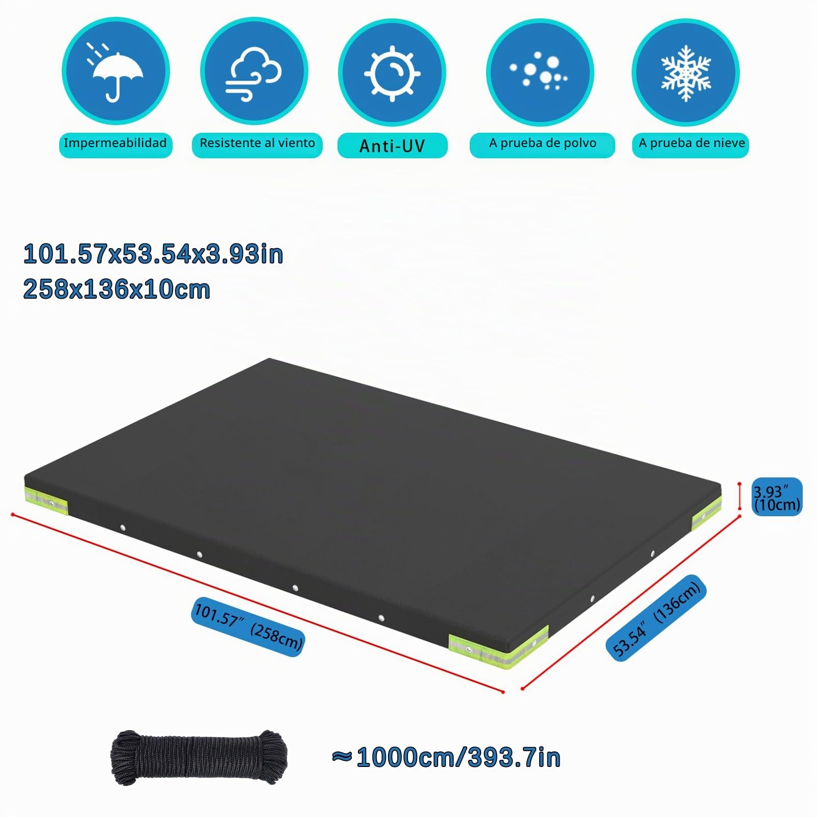 Lona para remolque de 258 x 136 x 10 cm, lona plana para remolque, de PVC, material reforzado, impermeable y resistente a desgarros, ideal para Stema Böckmann 750 kg de cobertura de automóviles y más