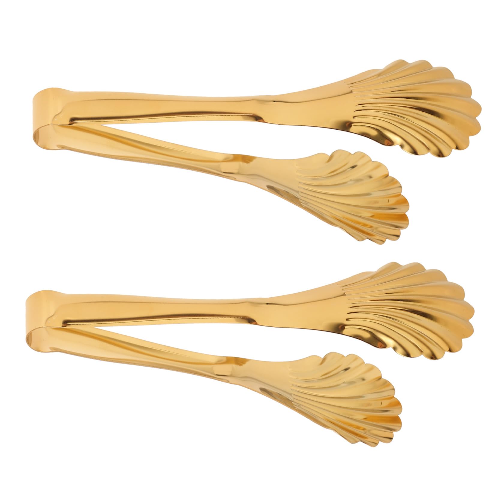 GRIRIW 2Pcs Stainless Steel Serving Tongs Shell Design Buffet Tongs for Catering and Appetizers Food Serving Utensils for Salads and Desserts Finish