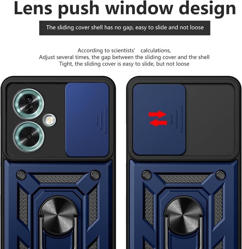 Image of AIBEX Back Cover for Oppo A79 5G | D10 Tough Armor Case | Sliding Camera Shield | 360 Protection | Kickstand Ring Holder | Military-Grade Shockproof Bumper Case