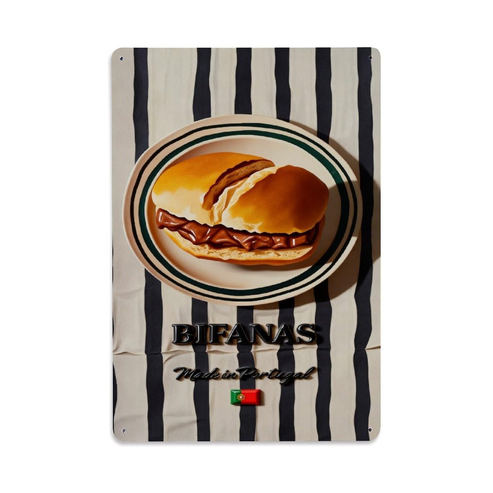 Striped Tablecloth Background Pattern Vintage Metal Tin Sign Retro Wall Decor, Bar Garage Cafe Kitchen Home Wall Art Poster Decoration 8x12inches