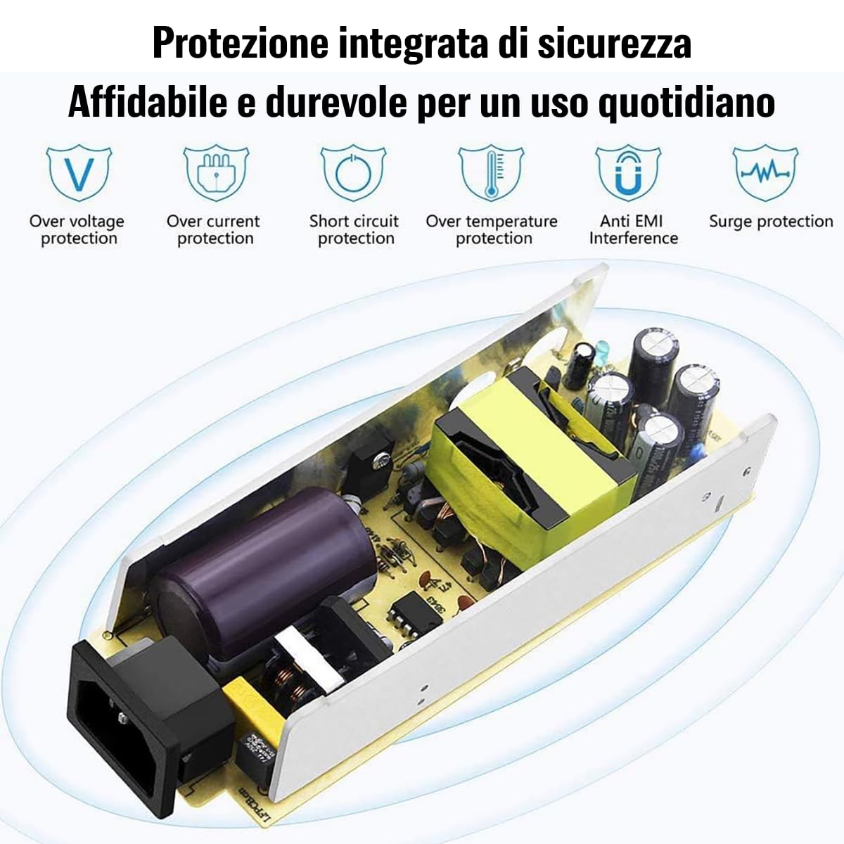 Alimentatore AC a DC Adattatore 100V - 240V a 12V Automobile Sigaretta Accendisigari Presa Corrente 12V/10A 120W Inverter di Potenza Trasformatore Convertitore per Compressore/Pompa Aria per Auto