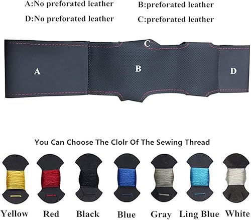 Miniatura 3 de ZIRIA Cubierta de volante de coche de cuero negro cosido a mano, para Nissan marzo 2010-2015 Sunny 2011-2013 Versa 2012-2014