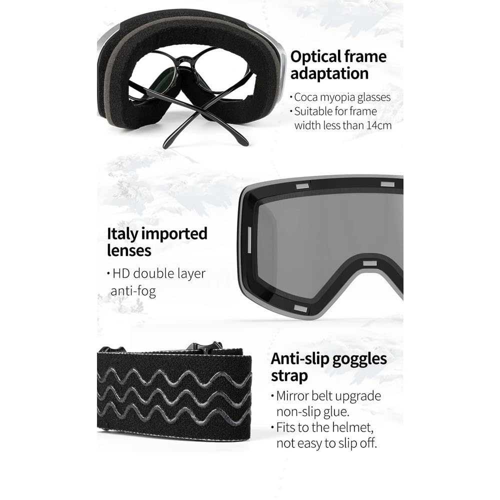 Masque de Ski Masque de Snowboard pour Hommes Femmes Étui à lentilles Jaunes Kit de Lunettes Cylindrique Protection UV400 Lunettes de Neige Adulte