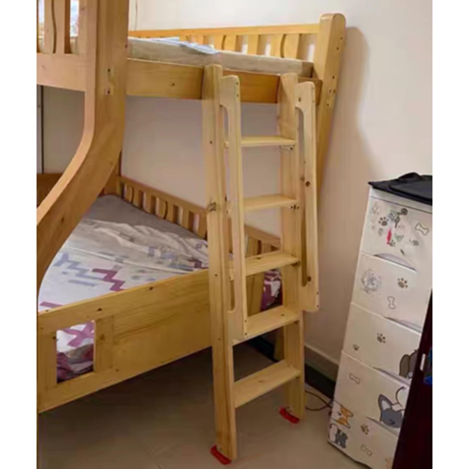Escaleras para Áticos Escalera de Madera para Ático, Escalera de Incendios, Escalera para Loft con Alfombrillas de Goma Antideslizantes + Herrajes, Escalera de Carga para Subir Al Ático para Literas(N