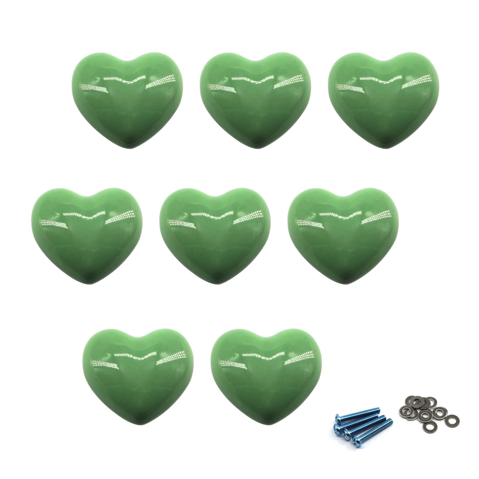 Zerniple Green Door Knobs Ceramic Drawer Pull Handle Kids Room Cupboard Knobs With Screws (8 Pieces)