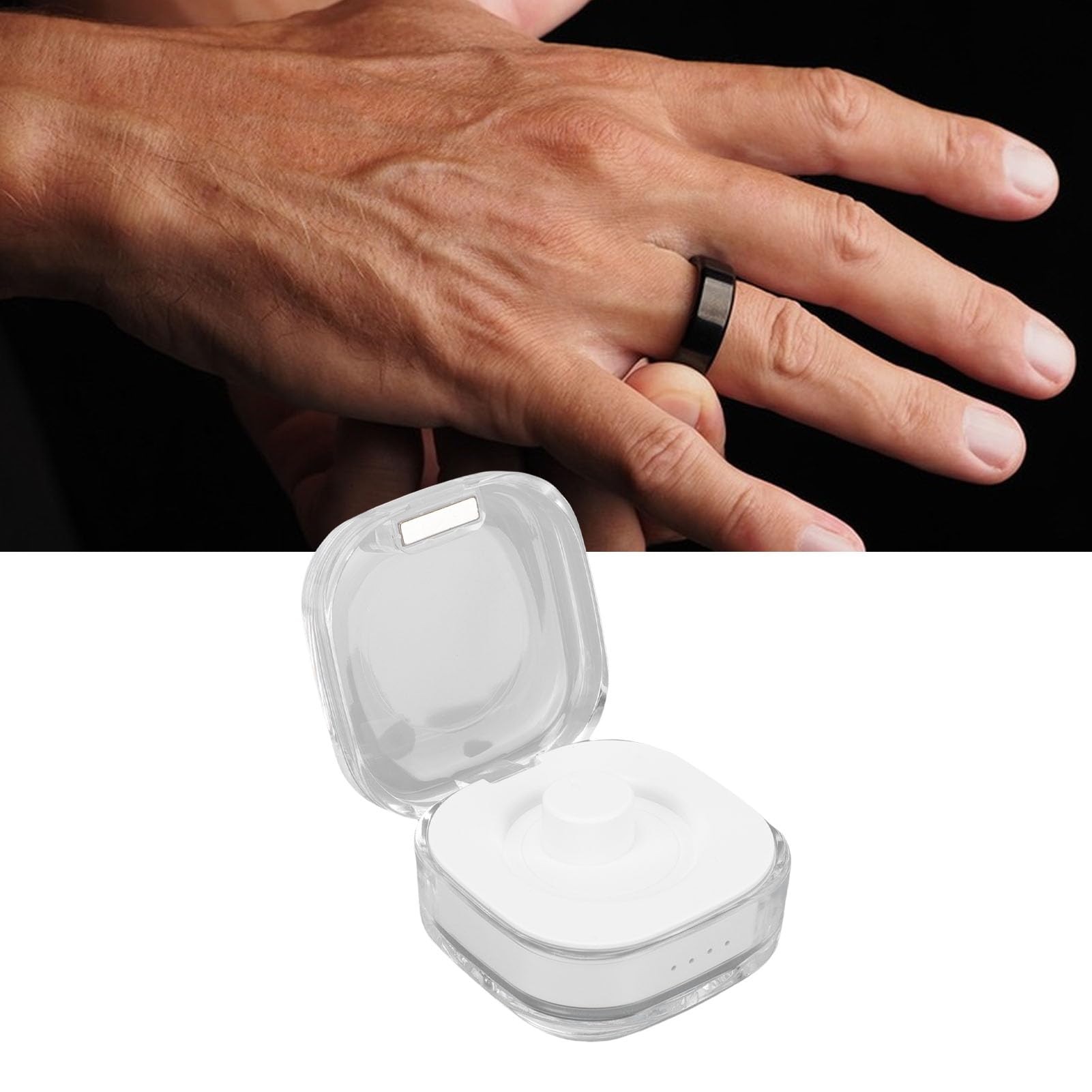Etui z funkcją ładowania Smart Ring, Magnetyczne Pudełko z ładowarką do R02 R03 R06 R11M R8 H01 SR05 z Szybkim ładowaniem Typu C Bateria 200 MAh 10 Lampek Kontrolnych ładowania