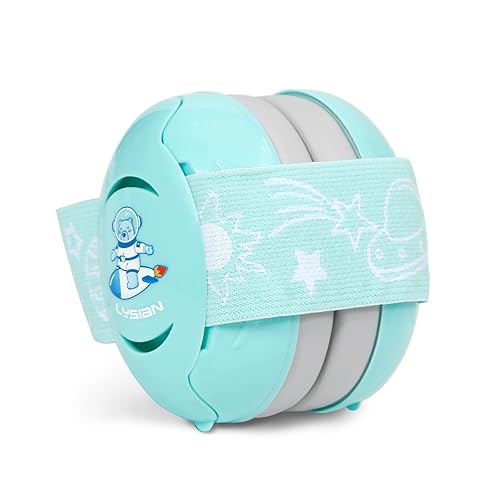 LYSIAN Aqua Baby - Orejeras con cancelación de ruido para bebés con diadema elástica, protección auditiva para niños, para dormir, festival de