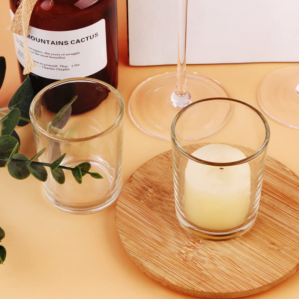 Lot de 36 photophores en verre transparent pour mariages, événements – Bougies votives en verre pour centres de table de mariage, Noël, Thanksgiving – Accessoires de décoration (transparent)