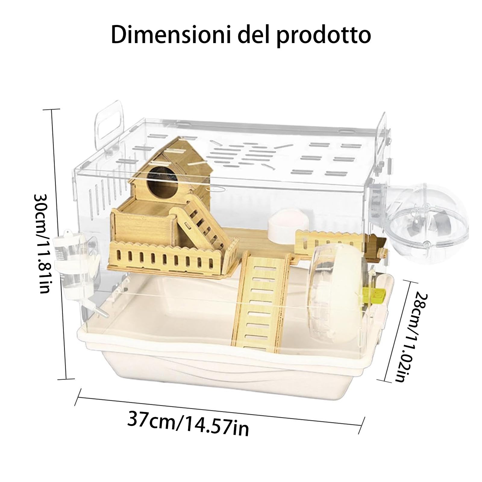 Generico Grande gabbia per criceti | Gabbia di osservazione trasparente per animali domestici, alloggio per gerbilli, traspirante, accessorio per la casa per gli amanti e le famiglie
