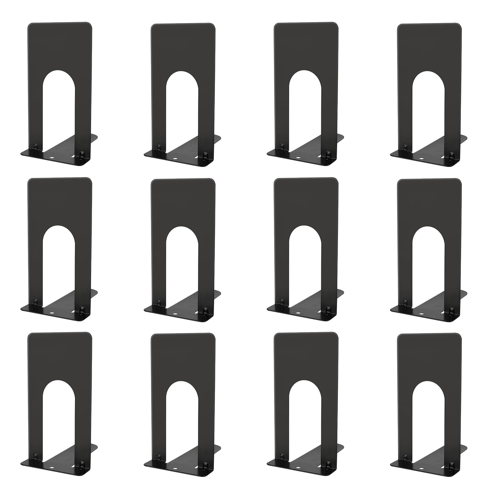 Yarotm Sujetalibros Metal - 6 Pares Soporte para Libros - Sujetalibros de Metal 13x7x8.4cm XS - 135g Organizador Libros Estanteria Decoración - Negro Bookends para Repisa Oficina Biblioteca