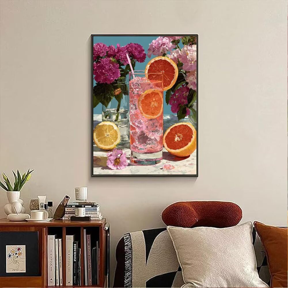 Zestawy do malowania diamentami 5D DIY, jedzenie, cytryna, napoje, zestawy do malowania diamentami dla początkujących dorosłych, okrągłe pełne wiercenie klejnotów, haft artystyczny, malowanie według