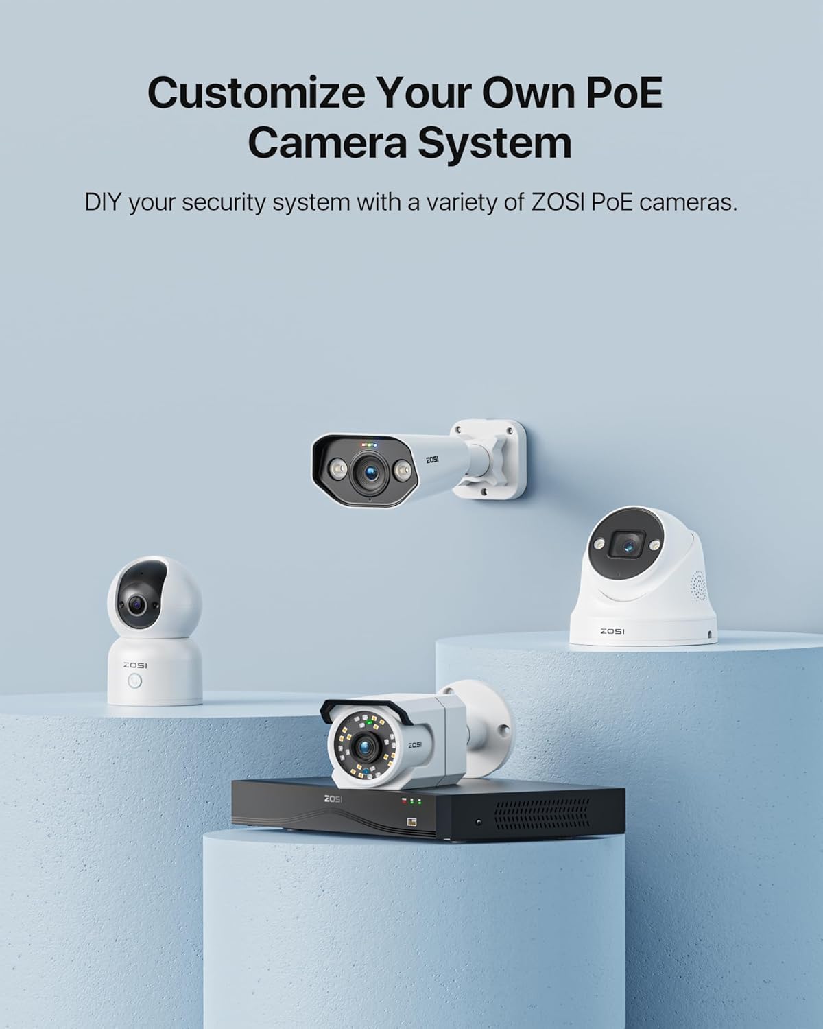 ZOSI 4K 16CH PoE NVR Videoüberwachungsrekorder ohne Festplatte, Unterstützt 2MP/5MP/8MP IP Kameras, Nur kompatibel mit PoE Kameras derselben Marke, H.265+, Smart Fernzugriff