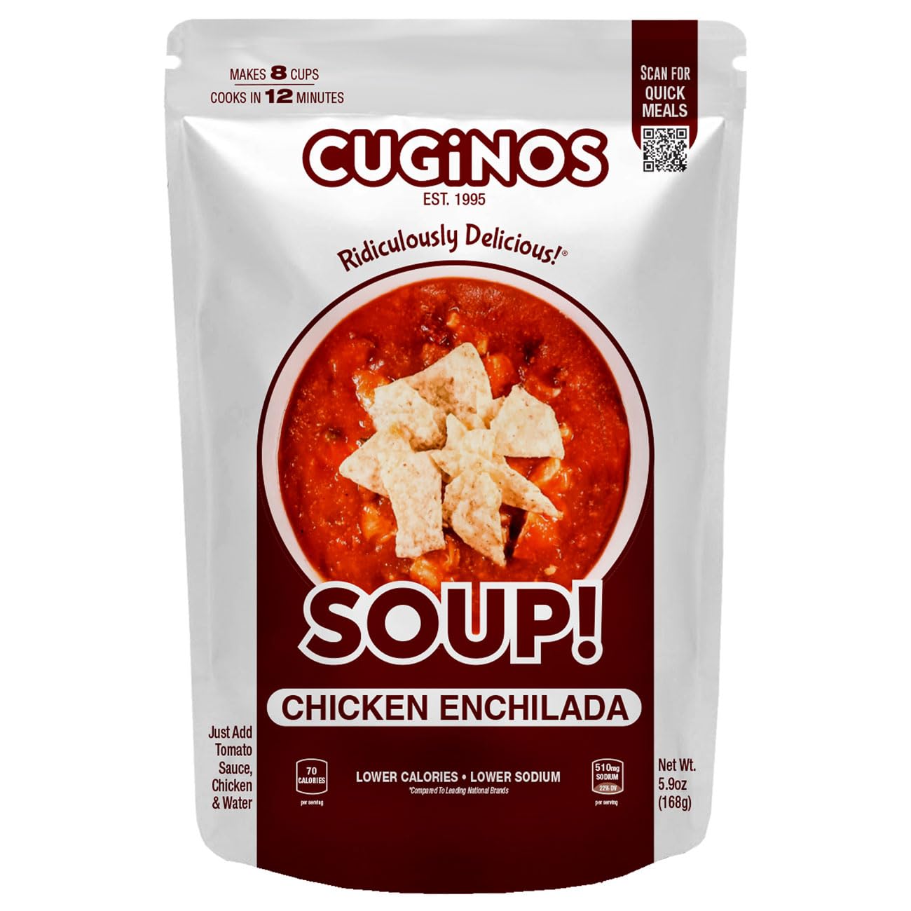 Cugino's Chicken Enchilada Soup Mix, 6 Pack, Homemade Southwest Gourmet Flavor with Vegetables, Beans, and Tomatoes, Cooks in 12 Minutes, Made in the