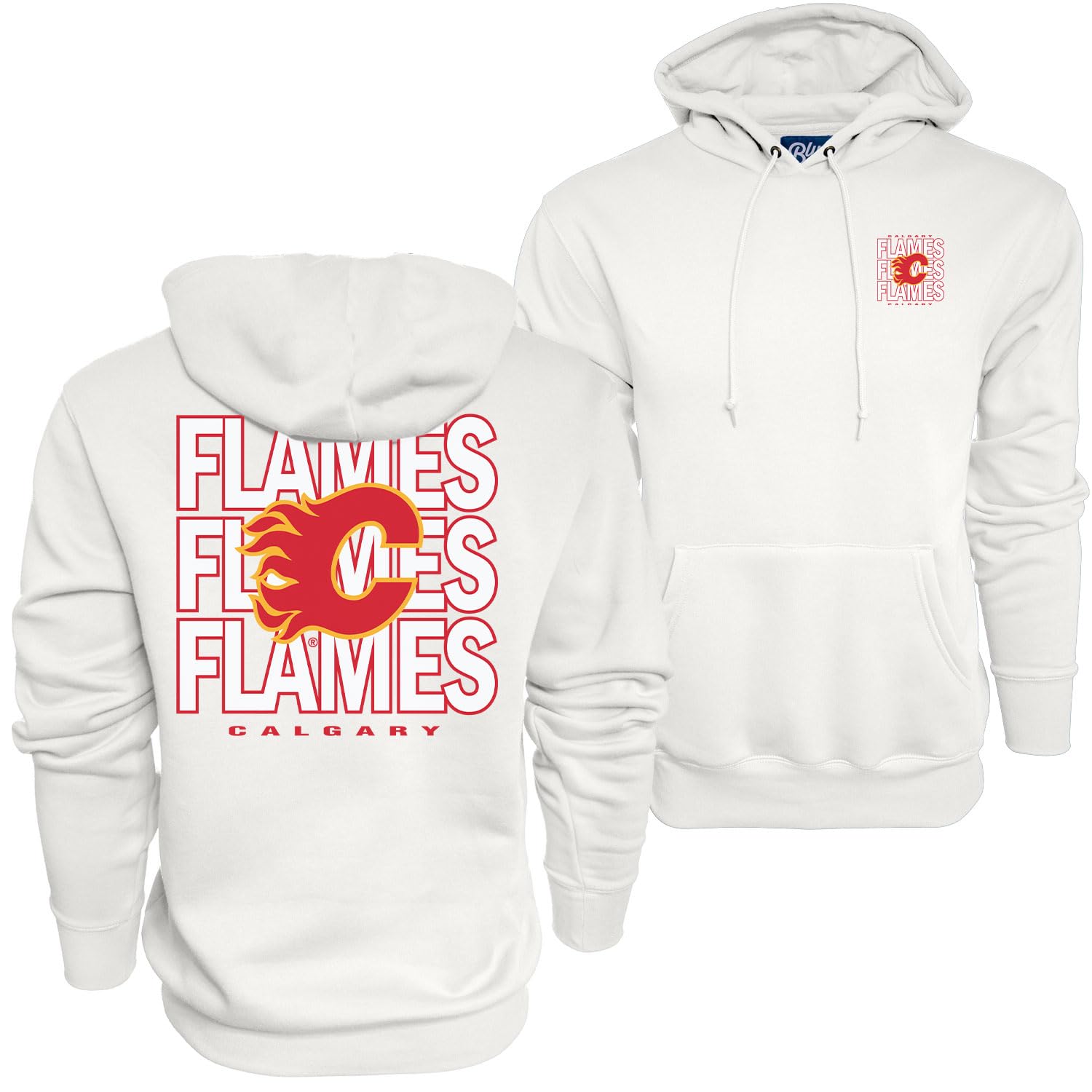 Blue 84 NHL Officially Licensed Hooded Sweatshirt Front/Back Curl White