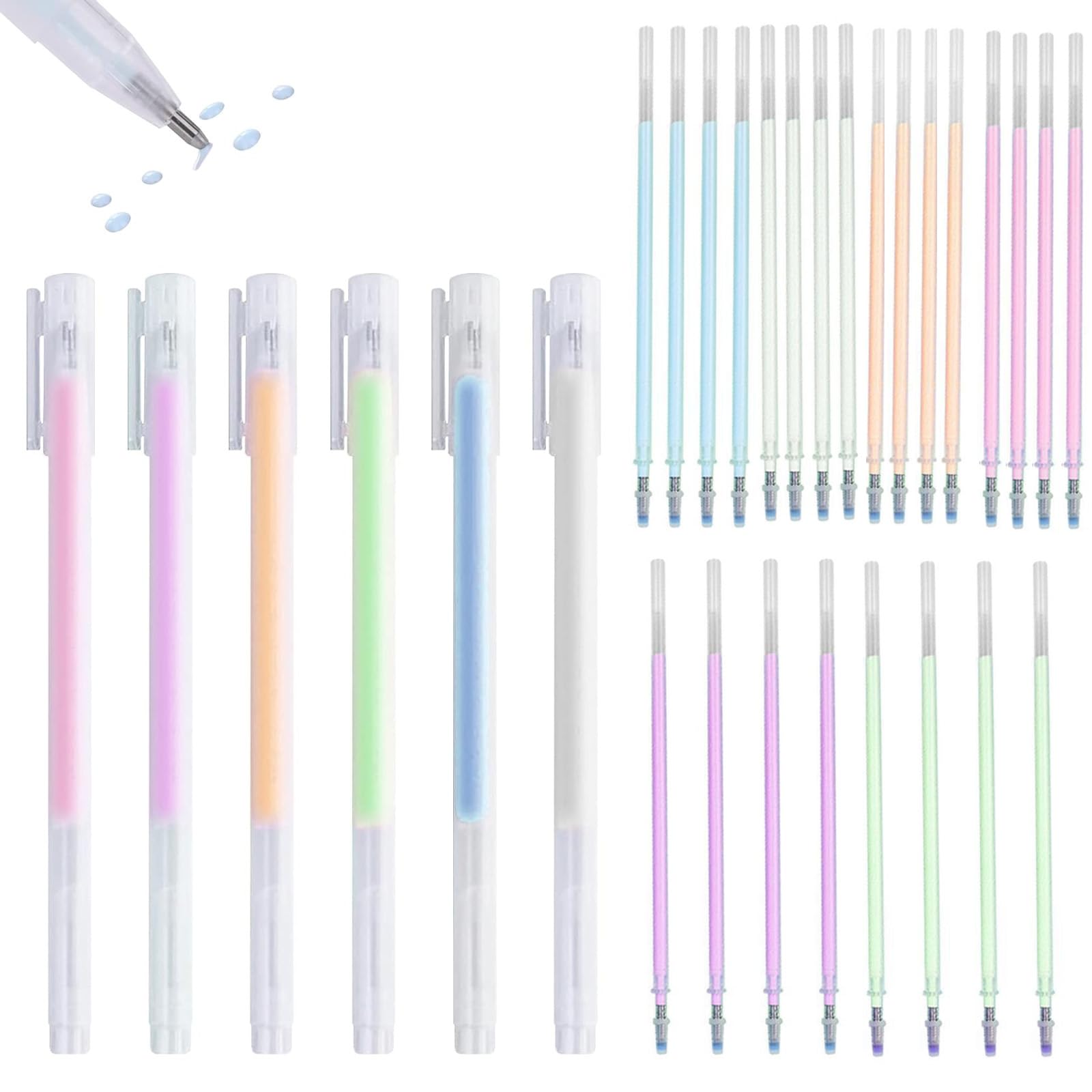 TECKI Juego De Pegamento Barra De Colores - 6x Bolígrafos De Pegamento De Puntos + 24x Recambios De Pegamento De Repuesto, Glue De Secado Rápido, Pegamento en Barra Scrapbooking