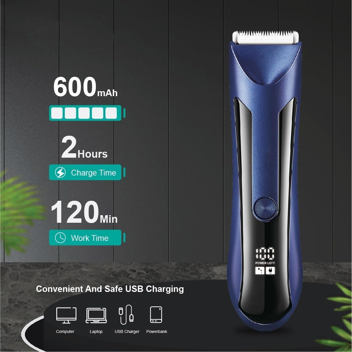 Mens Hair Clippers Rechargeable Hair Cutting Machine Haircut Professional Hair Trimmer Digital Display for Men(Black)