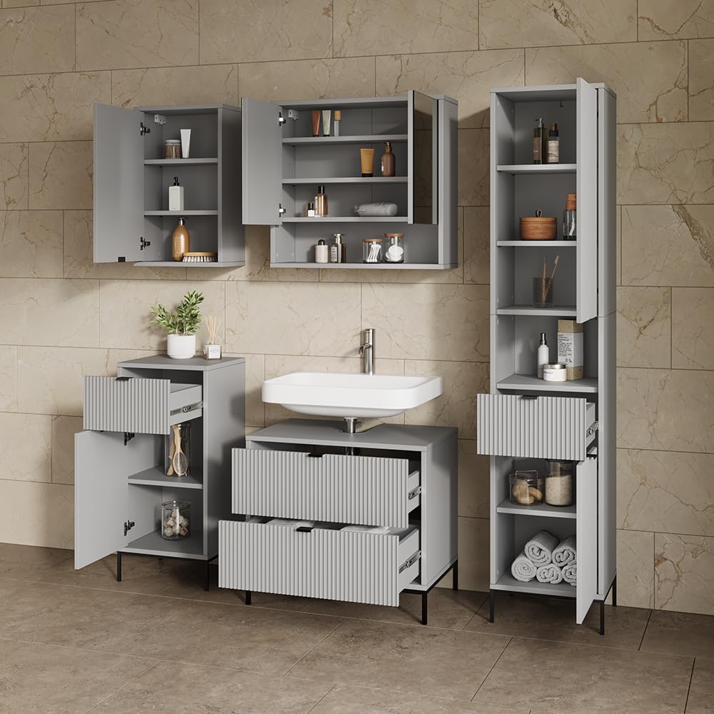 Livinity Waschbeckenunterschrank Aterno, Grau, 70 x 63 cm